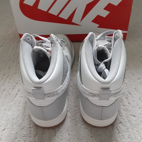 Size 11 - Nike Dunk High Retro University Chenille Swoosh Light Smoke Grey - NEW - Picture 6 of 10